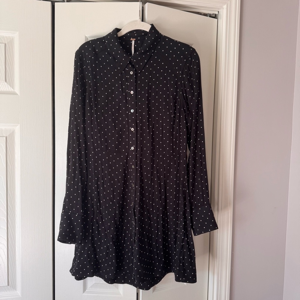 Free People Polka Dot Shirt Dress Size M